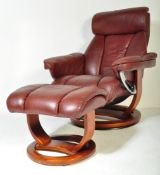 VINTAGE 20TH CENTURY BURGUNDY LEATHER RECLINING CHAIR