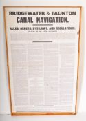 LARGE BRIDGEWATER & TAUNTON CANAL NAVIGATION POSTER