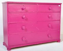19TH CENTURY CERISE WIDE CHEST OF DRAWERS