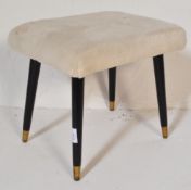 MID CENTURY FAUX WOOL UPHOLSTERED FOOTSTOOL OTTOMAN