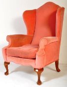 QUEEN ANNE REVIVAL MAHOGANY WING BACK ARMCHAIR