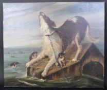 VICTORIAN STYLE OIL ON CANVAS PAINTING OF LURCHER DOG