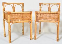 PAIR OF RETRO VINTAGE BAMBOO RATTAN BEDSIDE TABLES