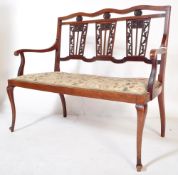 EDWARDIAN MAHOGANY TWO SEATER CHAIR