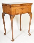1930'S ART DECO QUEEN ANNE REVIVAL OAK SEWING TABLE