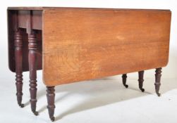 19TH CENTURY OAK DROP LEAF SIX LEF GATELEG DINING TABLE