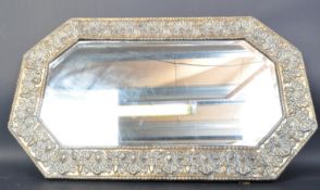 VICTORIAN ART NOUVEAU REPOUSSE BRASS BEVELLED MIRROR