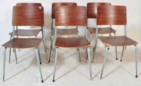 SIX VINTAGE INDUSTRIAL CAFE DINING CHAIRS