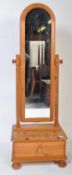 20TH CENTURY PINE FULL LENGTH CHEVAL PEDESTAL MIRROR