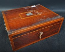 19TH CENTURY MAHOGANY & BOX WOOD INLAID WORKBOX