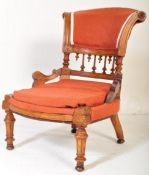 VICTORIAN OAK UPHOLSTERED NURSING CHAIR