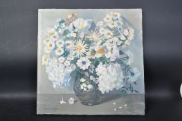 GWEN WICKER - 20TH C. 'WHITE FLOWERS' OIL ON CANVAS PAINTING