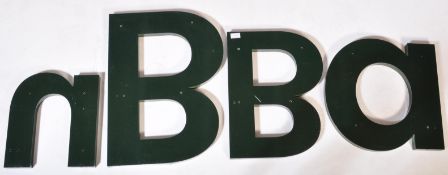 SET OF FOUR LARGE GREEN ALAPHABET LETTERS