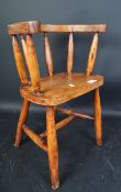 EARLY 20TH CENTURY ELM CHILDS CHAIR / STOOL