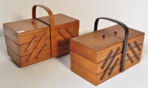 PAIR OF MID 20TH CENTURY CANTILEVER SEWING BOXES