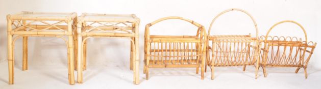 ASSORTMENT OF 1970S BAMBOO - SIDE TABLE - MAGAZINE RACK
