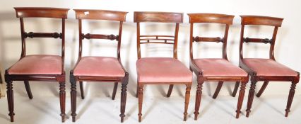 SET OF FIVE REGENCY CIRCA 1840 MAHOGANY BAR BACK CHAIRS