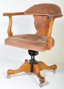 VINTAGE OAK 1920's INDUSTRIAL FACTORY OFFICE SWIVEL CHAIR