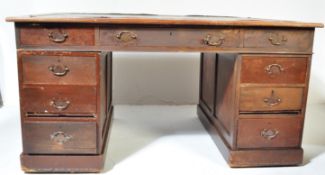 19TH CENTURY OAK TWIN PEDESTAL OFFICE DESK