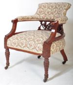 VICTORIAN 19TH CENTURY TAPESTRY & MAHOGANY TUB CHAIR