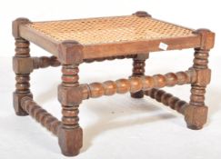 1920'S MAHOGANY AND CANE WORKED WILLIAM & MARY STOOL