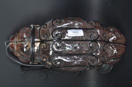 20TH CENTURY BLOWN GLASS & METAL WIRE PORCH LIGHT