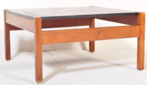 RETRO VINTAGE FAUX MARBLE & TEAK COFFEE TABLE