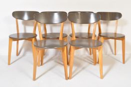 SET OF SIX LIGHT OAK GREY ROUND PENNY DINING CHAIRS