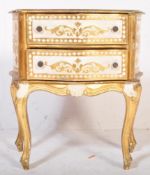20TH CENTURY ITALIAN PAINTED GILT BEDSIDE CHEST OF DRAWERS
