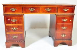 GEORGE III REVIVAL MAHOGANY AND LEATHER DESK & CABINET