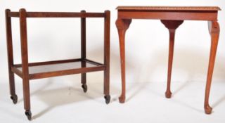 QUEEN ANNE REVIVAL WALNUT CONSOLE TABLE T/W HOSTESS TROLLEY