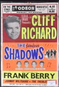 CLIFF RICHARD & THE SHADOWS - ORIGINAL 1960S SHOWCARD