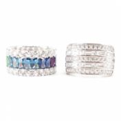 TWO SILVER & CZ DRESS RINGS