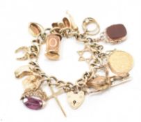 VINTATGE HALLMARKED 9CT GOLD CHARM BRACELET & SOVEREIGN