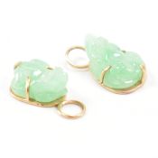 PAIR OF CARVED JADE & GOLD PENDANTS
