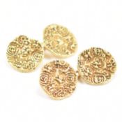 PAIR OF YELLOW GOLD TEXTURED ROUNDEL CUFFLINKS