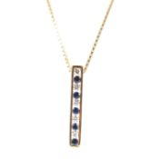 18CT GOLD SAPPHIRE & DIAMOND PENDANT NECKLACE