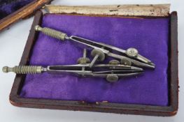 VICTORIAN ROSEWOOD CASED MATHEMATICAL INBSTRUMENT BOX