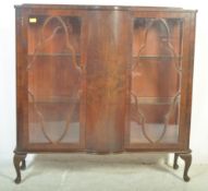 EDWARDIAN WALNUT GLAZED CHINA DISPLAY CABINET VITRINE