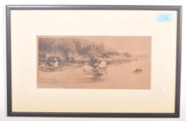 JAMES CARRINGTON YATES - ETCHING OF DOGS SWIMMING 1891