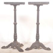 PAIR OF VICTORIAN 19TH CENTURY CAST IRON & MARBLE STANDS