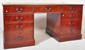 20TH CENTURY MAHOGANY TWIN PEDESTAL WRITING DESK