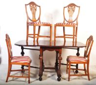 20TH CENTURY MAHOGANY DINING TABLE & HEPPLEWHITE STYLE CHAIRS