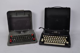TWO RETRO VINTAGE CASED PORTABLE TYPEWRITERS
