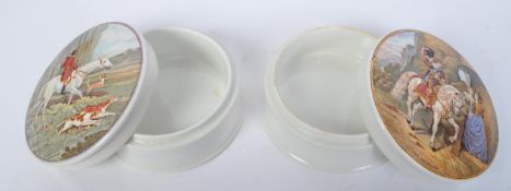 TWO 20TH CENTURY PRATTWARE TRANSFER PRINT POTS W LIDS