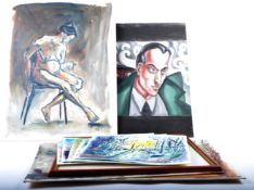 COLLECTION OF OILS ON BOARD & WATERCOLOURS