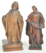 TWO RELIGIOUS WOODEN CARVED FIGURES