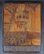 DRAWN & WOOD CARVING OF HOLY TRINITY CHURCH COVENTRY