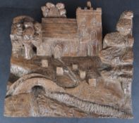 LARGE EARLY 20TH CARVED OAK CHURCH DIORAMA