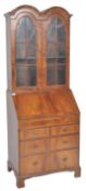 20TH CENTURY GEORGE I WALNUT BUREAU BOOKCASE